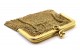 Porta moedas em ouro amarelo de malha dupla com arco liso e duas divisórias 